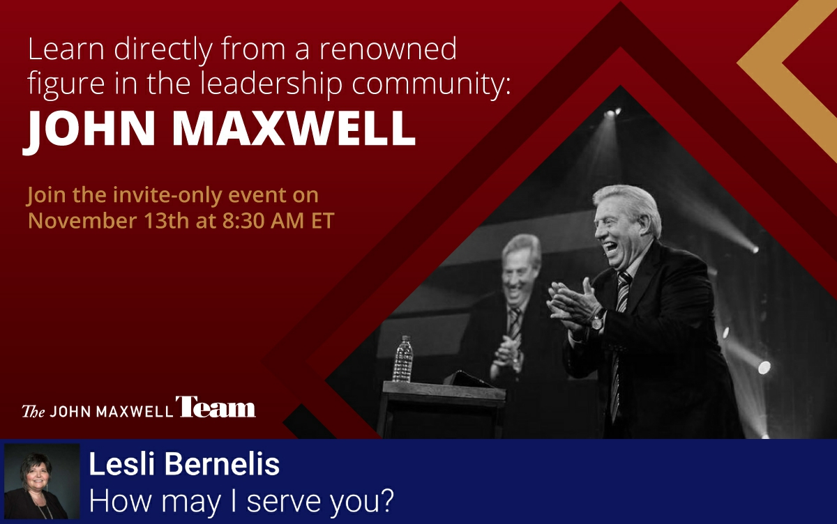 LBernelis's tweet image. Get a crash course in leadership and influence from John Maxwell himself on Saturday, November 13th at 7:30 am CST: learn more at you.leadingthebest.com/GWJM0001