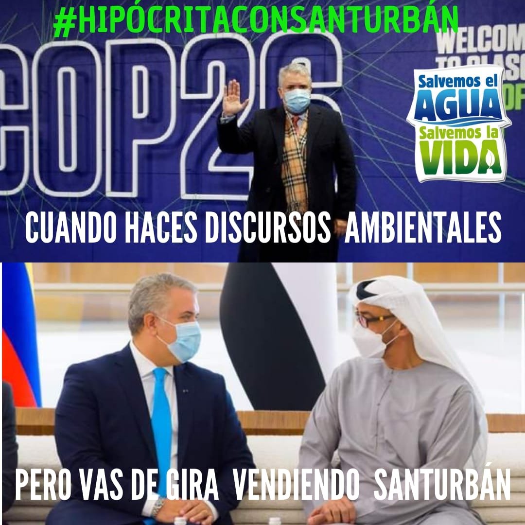 ComiteSanturban's tweet photo. Hoy @DanielSamperO en su columna nos recuerda lo #HipócritaComoDuque en la #COP26

@IvanDuque miente  internacionalmente diciendo que somos un paraíso ambiental pero a la par negocia la megaminería de Santurbán.

Por eso hoy también trinamos #HipócritaConSanturbán https://t.co/al6GgXB3wJ