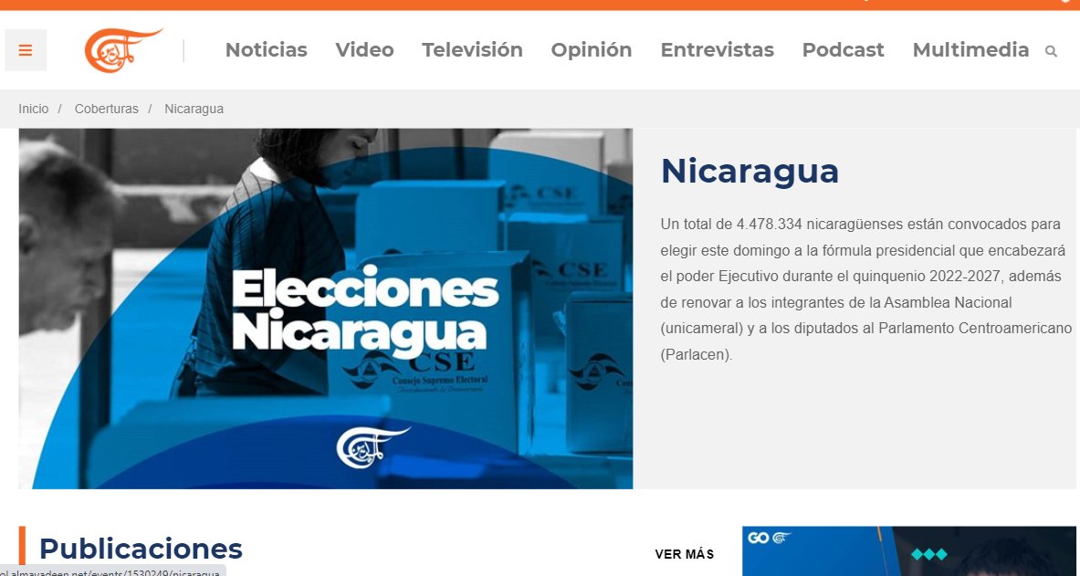 #Nicaragua Más de 4 millones de nicaragüenses eligen hoy al presidente y vicepresidente 2022-2027, y renovarán a los integrantes de la Asamblea Nacional y diputados al Parlamento Centroamericano #Parlacen. Mira nuestra cobertura 👇🏽 bit.ly/2Yreotu #UnidosEnVictorias #7Nov
