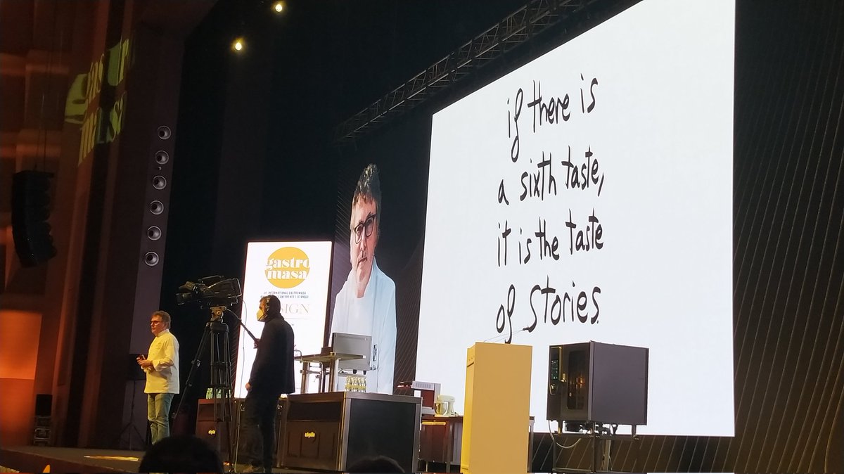 igorcubillo's tweet photo. "Si hay un sexto sabor, es el sabor de las historias". Andoni Luis Aduriz @Mugaritz atinado en @gastromasa #istanbul #gastromasa21 https://t.co/0vEQDD9rSV