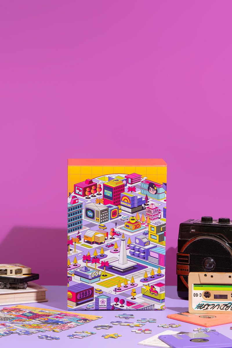 heimlo's tweet photo. A special #collaboration with Reka Rekat, #Indonesia 80s puzzle | BALADA KOTA POP. 500 pieces. Available now on @tokopedia https://t.co/gMT4kVcx1U https://t.co/bgGbKQ7KQM