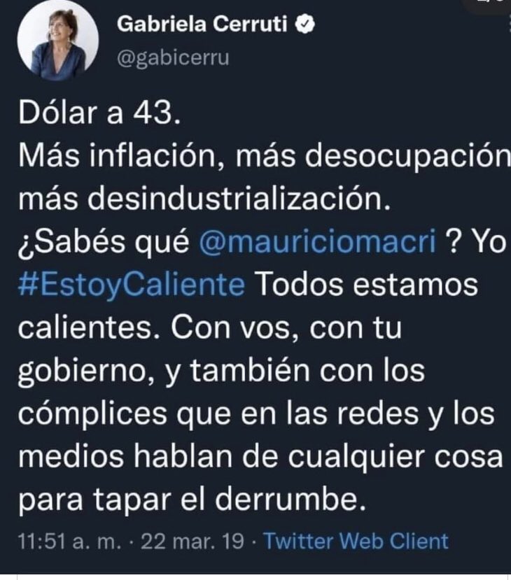 edufeiok's tweet photo. A 200 no? Con este dólar a 200 yo #EstoyCaliente. Todos estamos calientes. Con vos @gabicerru, con el gobierno de @alferdez y @CFKArgentina y también con los cómplices. https://t.co/1zNxrDfDb1