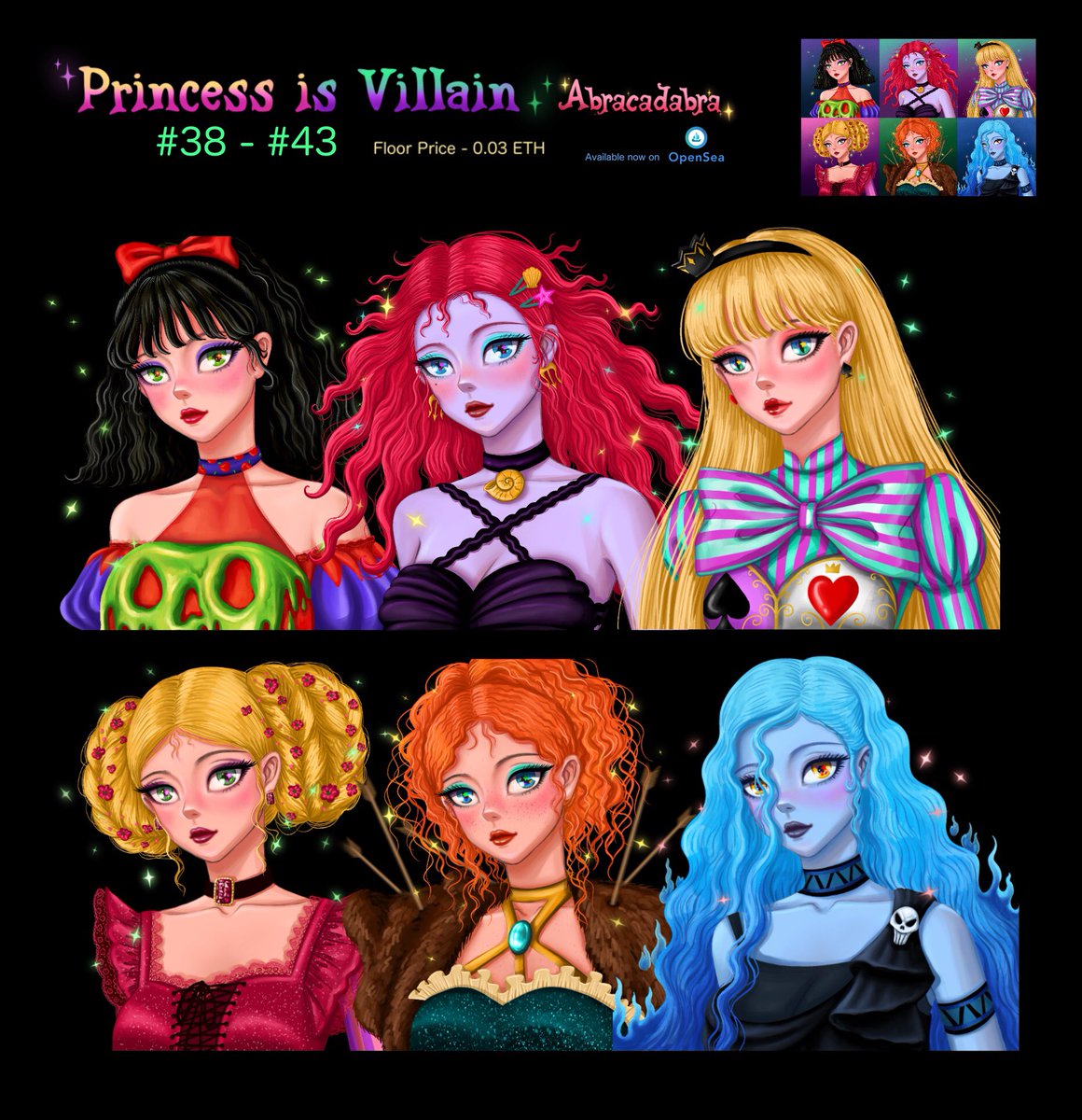Midsignn17's tweet photo. ⚡️New drop update⚡️

🍎 Princess is Villain🖤
#38 - #43 with the special character!

🪄Welcome to Abracadabra world
Let's enjoy transforming with a young witch.✨

Check this out on
https://t.co/8EpracsMTy

#NFTCommunity #NFTartist #NFTs #nftcollectors #NFTTHAILAND https://t.co/8JZPqwAt2G