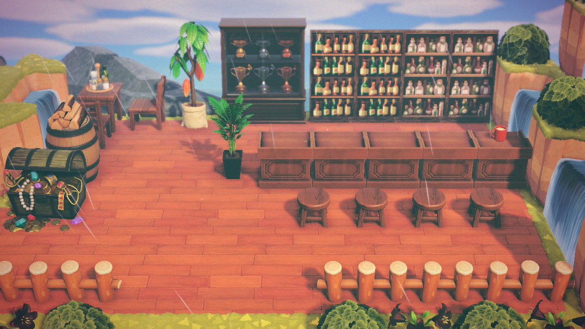 acnh_jade's tweet photo. le coin bibliothèque et le bar pirate (a côté de l’île où passait Rounard) https://t.co/rHOqmEyuOC