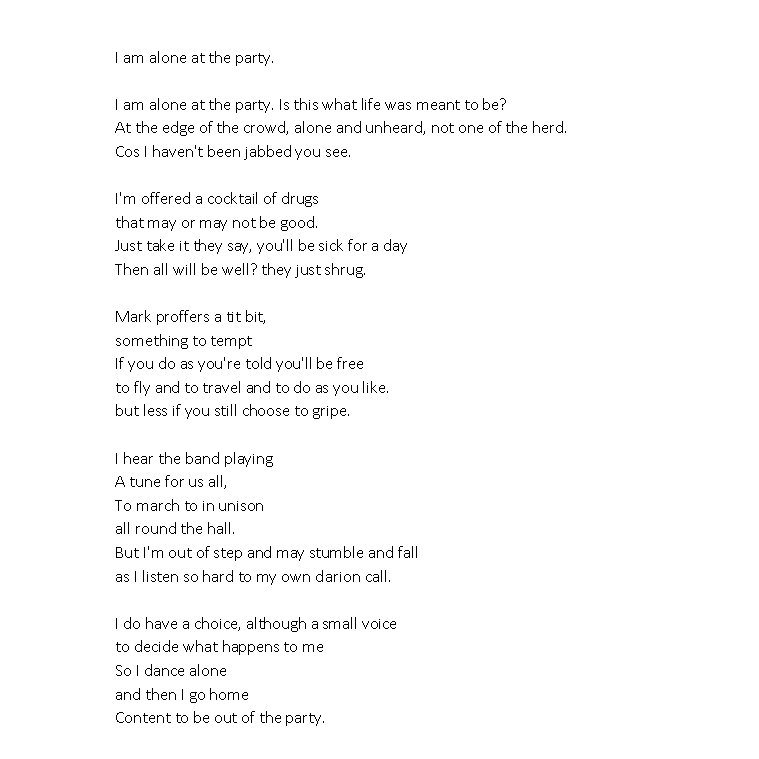 My mother, 82, in Australia, writes the following poem.