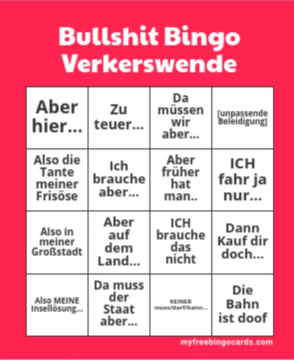 food_ugly's tweet photo. Top Bullshit-Bingo für die Verkerswende.
(Interner Rekord auf Familienfeier liegt bei 4min 23sec)
@kkklawitter https://t.co/XOMOn1J9Bw