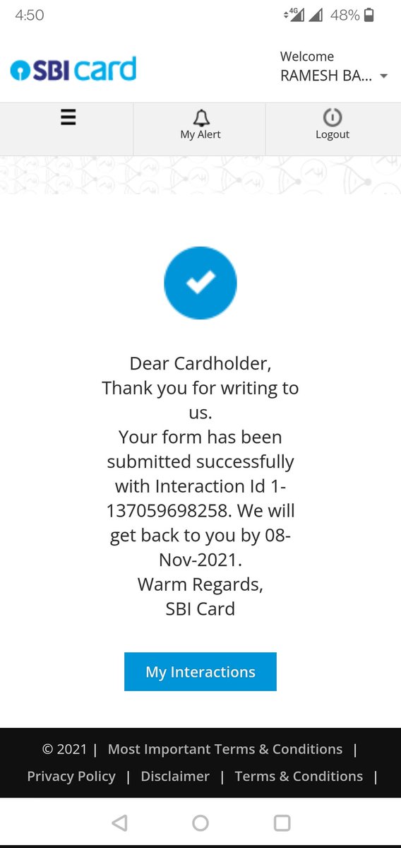 BainiRamesh's tweet photo. @SBICard_Connect Forwarded my settlement letter,please cheak. https://t.co/aY5euDhOBe