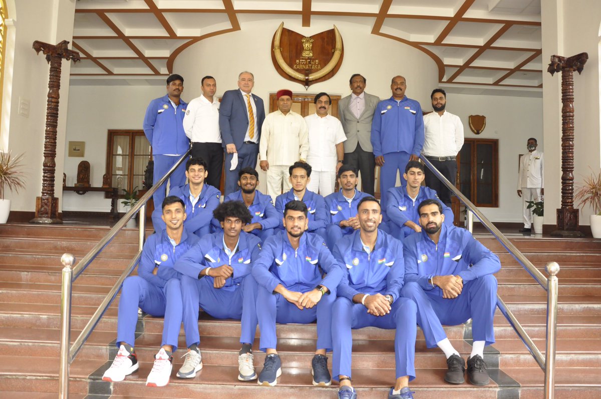 Indian Basketball team had been invited by His Excellency Karnataka Governor today morning for high tea, before the teams depart to Bangladesh, Dhaka to participate in the SABA Men's championship 2021 🏀