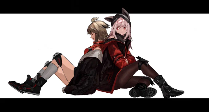 #アークナイツ
背中が少しチクチクするフロストリーフとすやすやなカッター 