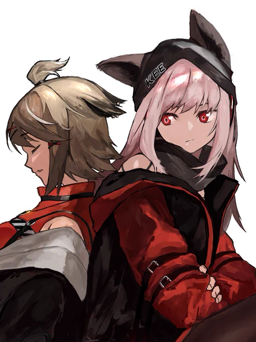 #アークナイツ
背中が少しチクチクするフロストリーフとすやすやなカッター 
