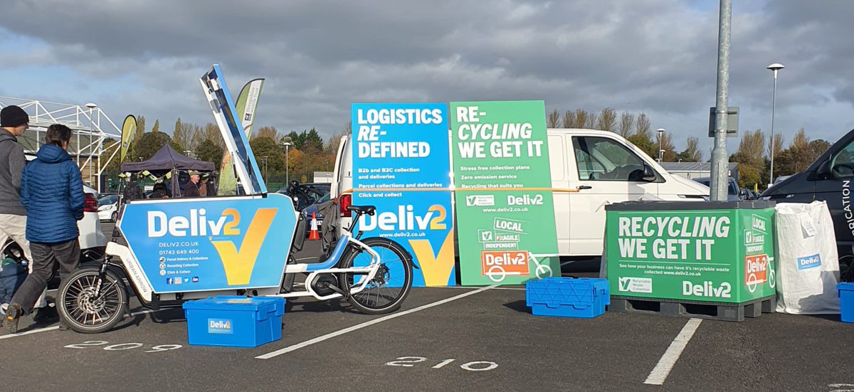Deliv21's tweet photo. We know how to recycle …. Can we help you and your business ? Check us out at the Shrewsbury electric vehicle show today ….  #recycling #shrewsbury #climatechange https://t.co/irKEwp0X0w