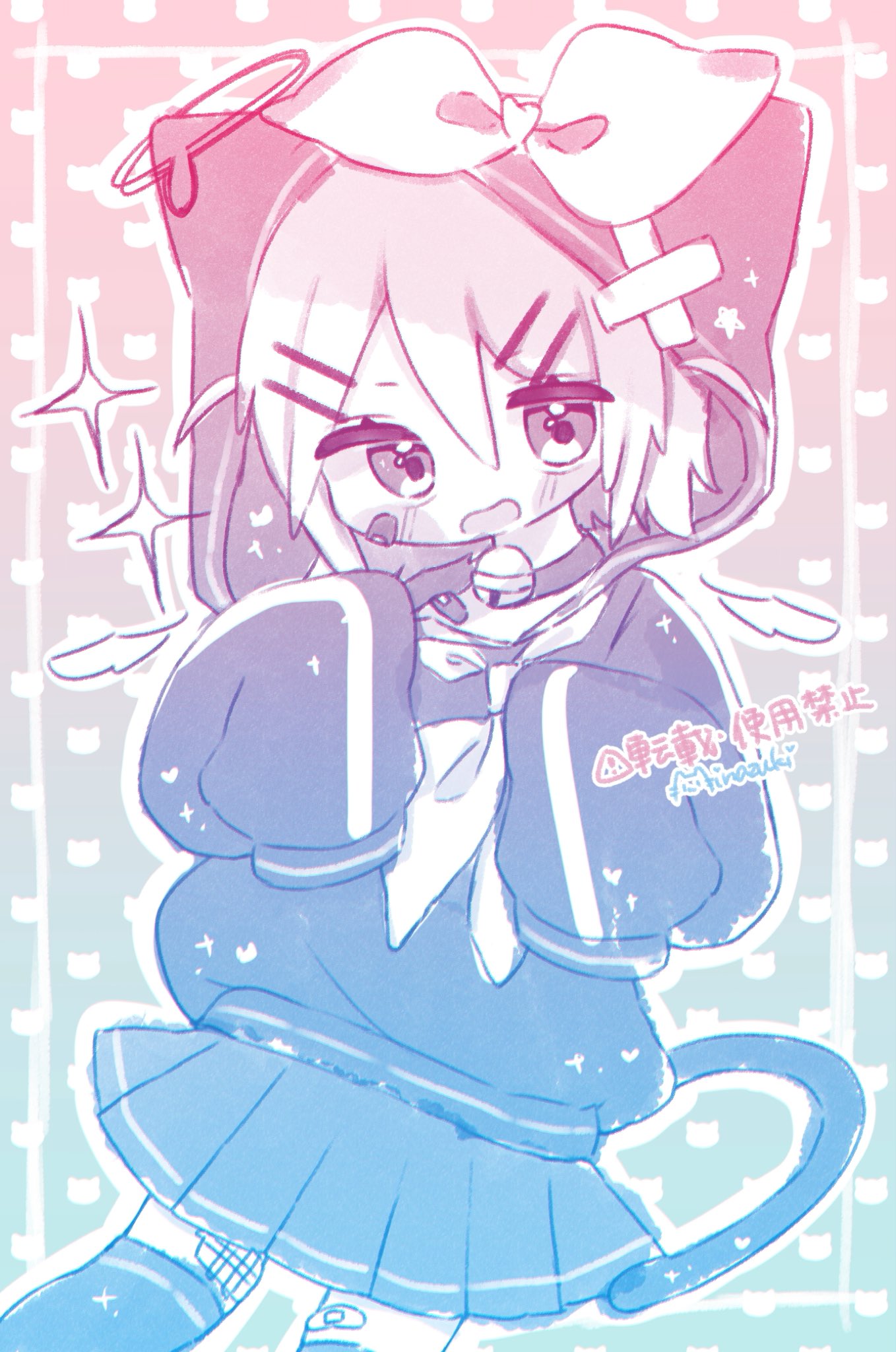 みなづき 年末年始スタンプ 発売中 猫耳パーカーのリンちゃんのラフ 鏡音リン イラスト T Co Rly9oswhek Twitter