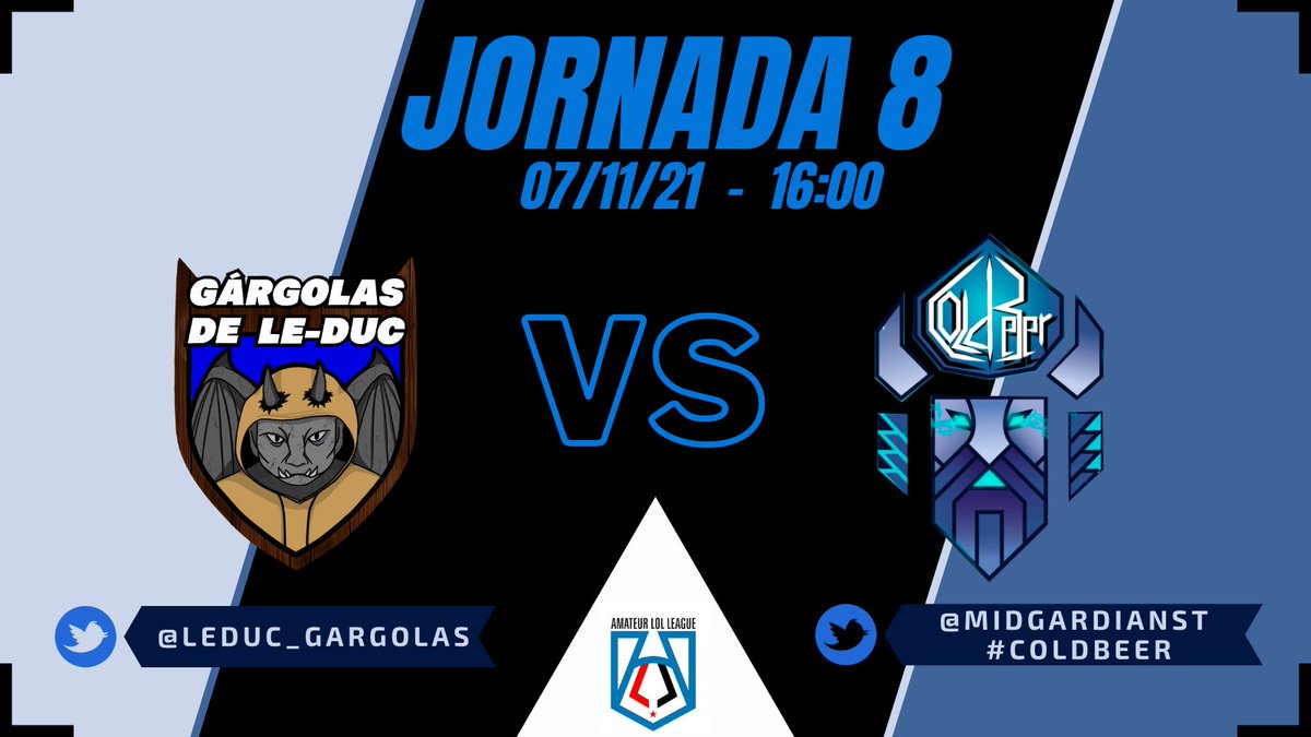 LeDuc_Gargolas's tweet photo. Volvemos con League of legends!
  
@LeDuc_Gargolas 🆚 @MidgardiansT #Coldbeer
🏆 4º División de @ALL_lolleague 
⏰ 16:00
🗓️ 07/11/2021

#GoGargolas #StrongLikeARock https://t.co/OZgJEcyLuQ