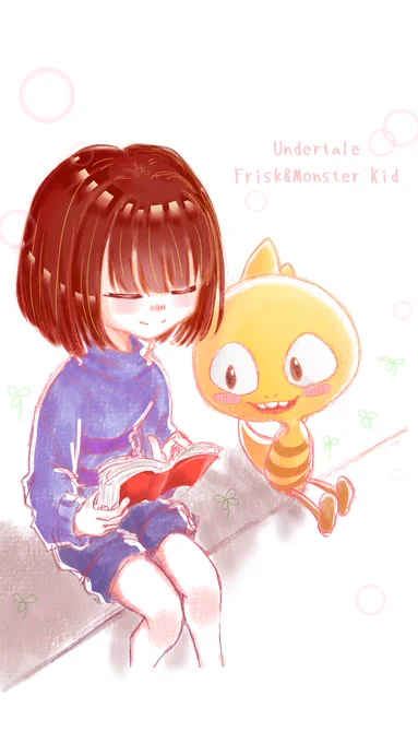 Frisk&amp;Monster Kid初描きになります…!!#undertale #アンダーテール #イラスト 