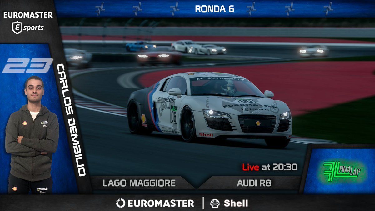 ERM_Esports's tweet photo. @FinaLap_eSports | #GTSport
💯 Nos vamos a #Italia, más concretamente a #LagoMaggiore para disfrutar de esta nueva ronda de #FinalLapGo 💯
🔝 No dejamos nada al azar y saldrán @antonioSK20 y @CDembilio 🔝
😅 Esperemos que este #AudiR8 se comporte 😅
@Euromaster_es #Simracing https://t.co/v2fVFK6g37
