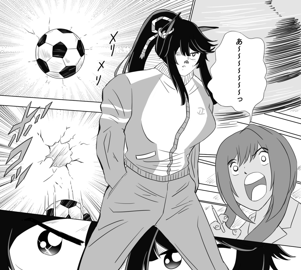 【トレセン学園サッカースタジアムの壁に穴が開いた】
#ウマ娘  #ナリタブライアン 