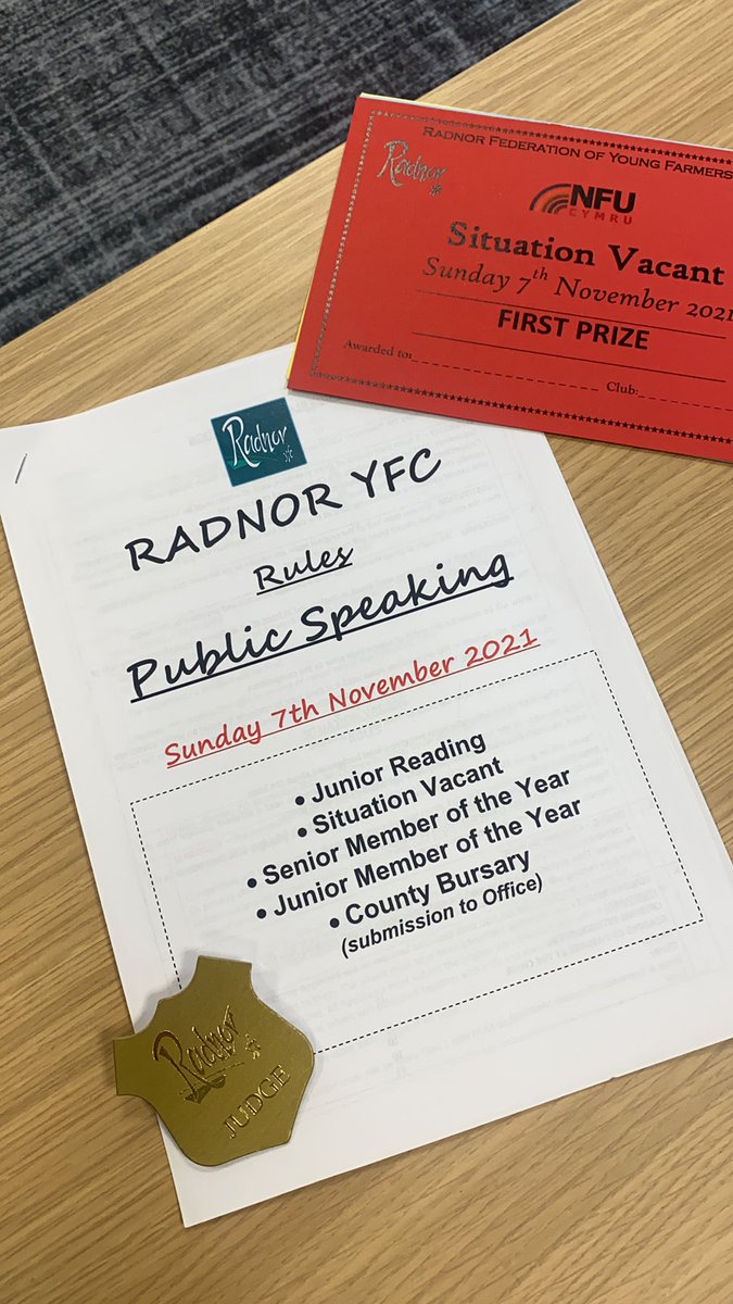 A morning well spent on the other side of the table judging for @RadnorYFC public speaking day sponsored by @NFUCymru 🗣 It’s been a pleasure to judge such talented members🏆