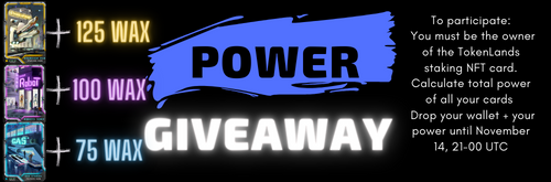 TokenLands's tweet photo. Hello everyone in @TokenLands

We are start of the “Power Giveaway” in which we will giveaways 3 NFT cards + 300Wax

Competition rules https://t.co/viP72p9k3J

1⃣ Starship Port+125Wax
2⃣ RobotShop+100Wax
3⃣ Rare card on your choice+75Wax

You have a week to increase your power https://t.co/zWdFR8FjHG