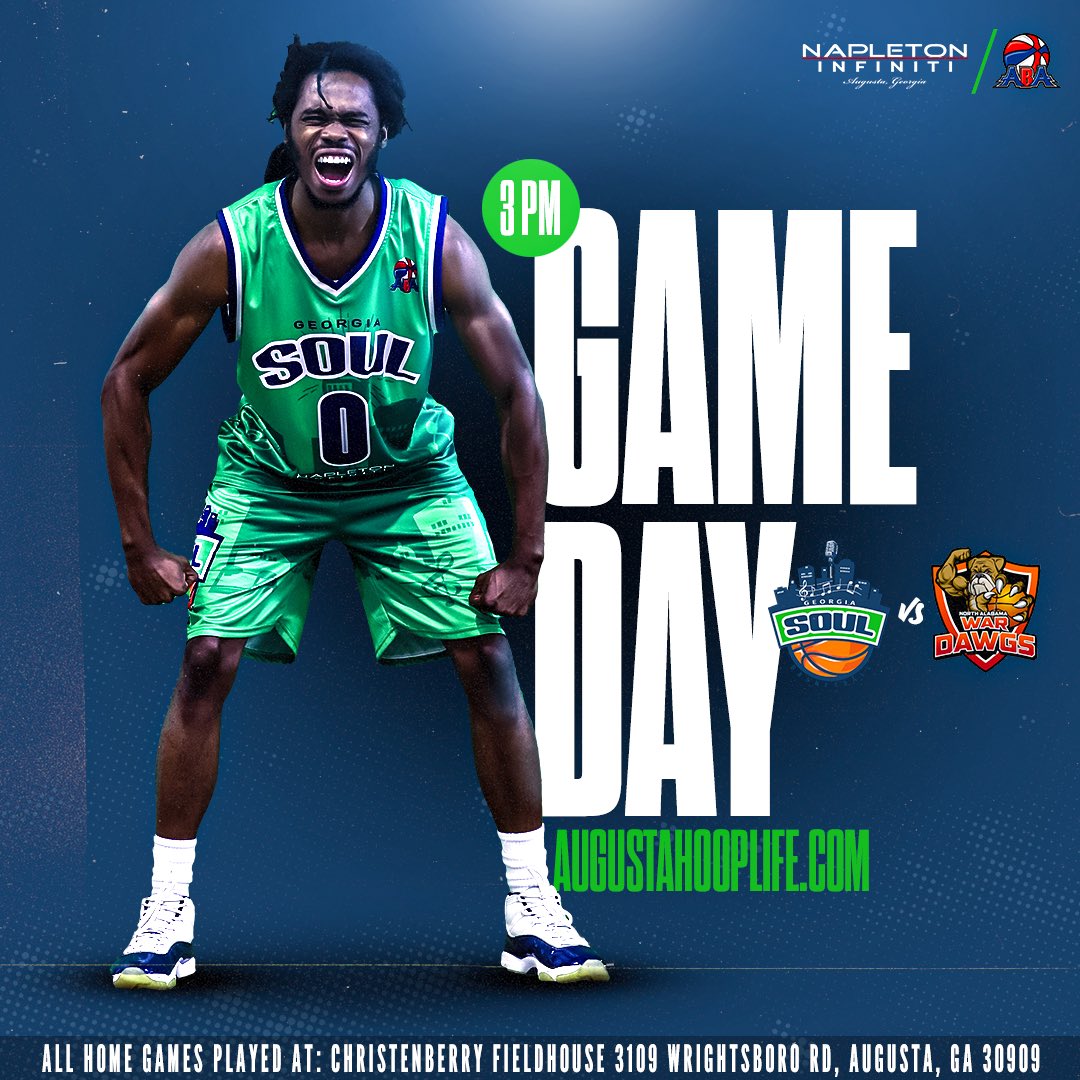 GeorgiaSoulMen's tweet photo. Augusta, ITS GAME DAY!! You all have been waiting and it’s finally time. Get your tickets at https://t.co/Y5iOsPAyUQ and we will see you all at 3pm at AU’s Christenberry Fieldhouse!! SUPPORT YOUR CITY, SUPPORT YOUR SOUL!! https://t.co/tWqNhFrhfg