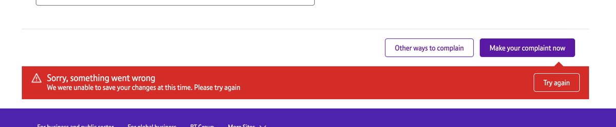 rustlechuckle's tweet photo. @bt_uk Trying to make a complaint on your website, but conveniently, the form fails to submit! Can you accept via DM? https://t.co/ieyek853Xe