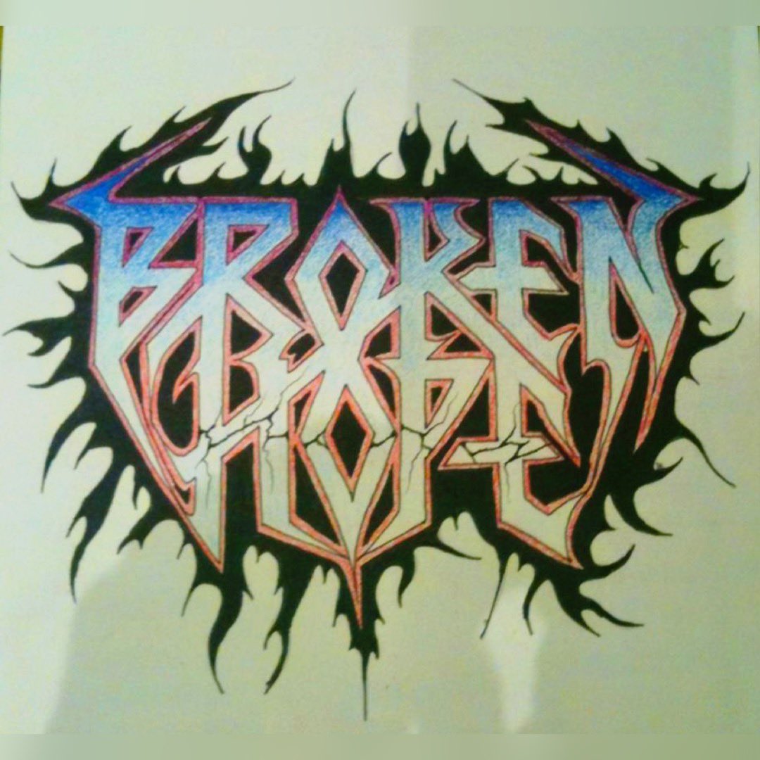 JeremyXWagner's tweet photo. The original @BROKENHOPEBAND logo art on the original paper—designed by DAN HASSE.

The logo was immediately adopted by the band circa 1990/1991 &amp; first used on the SWAMPED IN GORE album.

#SwampedInGore #Album #30Years #30YearsSwampedInGore #BrokenHope #DeathMetal #Chicago #OSDM https://t.co/sr6mMRdWUQ