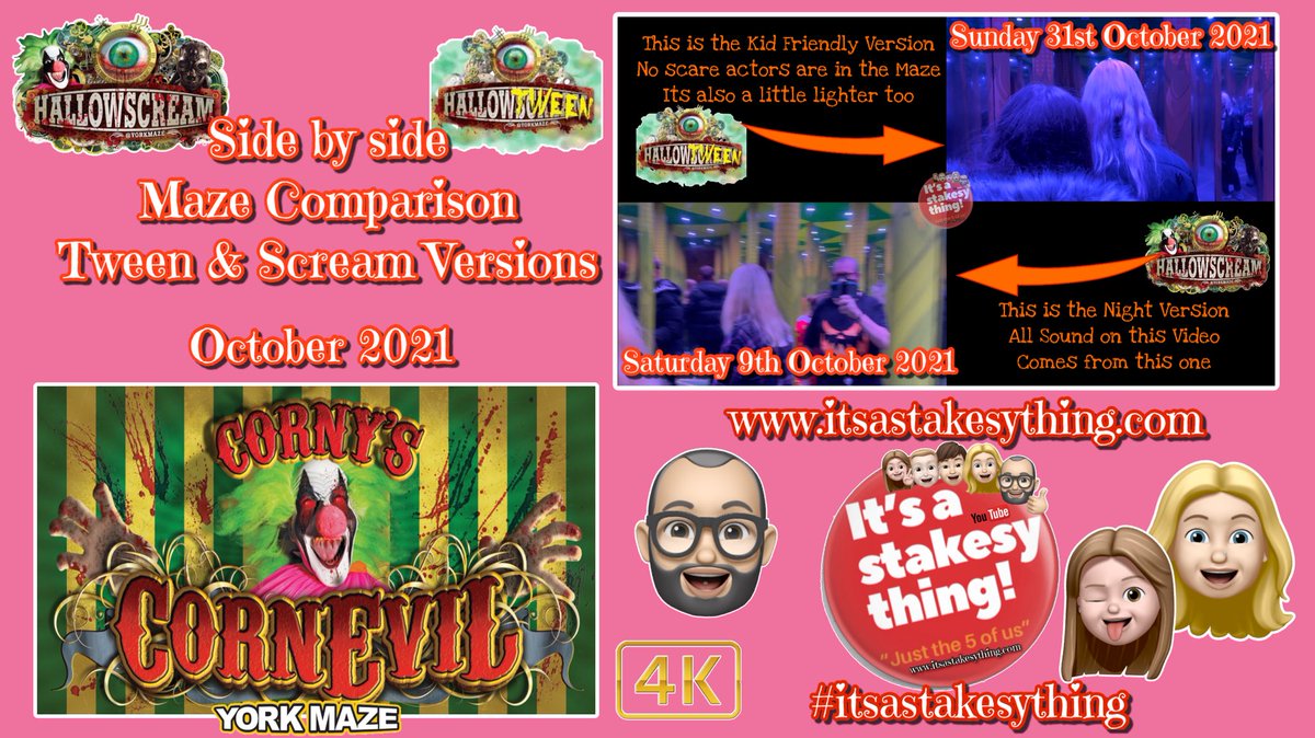 Stakesy3000's tweet photo. Tonight we have 3 videos over on YouTube π¬π³ 5, 7 & 9pm more split screens of the mazes at HallowScream & Tweens at York Maze https://t.co/J8c8JtN8IB #itsastakesything #ymhallowscream #halloween @YMHallowscream https://t.co/A2AfEUEprx