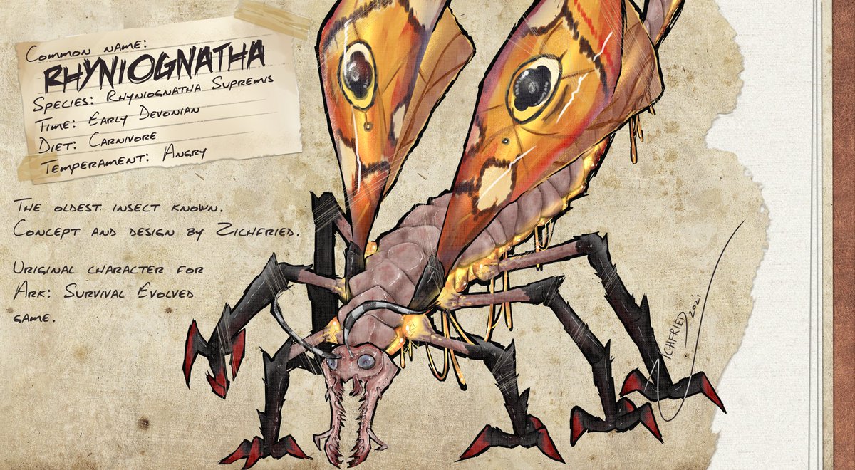 Zichfried's tweet photo. Here is my ARK Fjordur Creature submission for the second community vote, the oldest known insect, a Giga for the skies, the flying/water creature the Rhyniognatha!
More info and voting: https://t.co/DreaHE9snV

#ARKSurvivalEvolved #ArkFjordur
@survivetheark https://t.co/rqLnNqfOHT