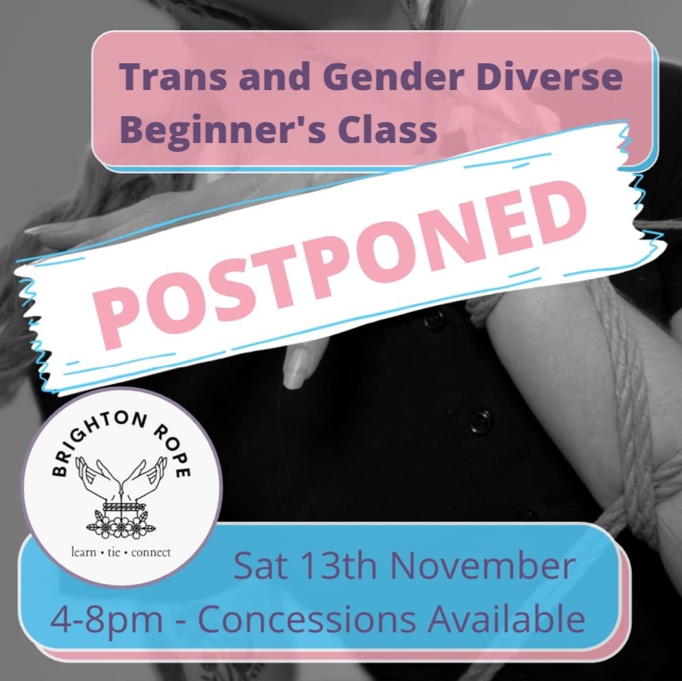 Brighton_Rope's tweet photo. Sadly, we are having to move this class to the New Year. We will be posting an updated date for it in the future, so please keep checking our page for news on this. https://t.co/2cTJd7EUjE