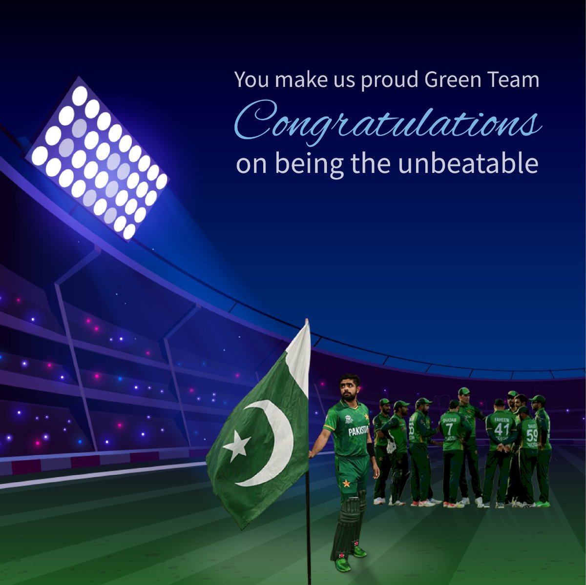 Congratulations Pakistan cricket team and Pakistan. Winning becomes a good  habit. Two more performances to go. Keep up your brilliance and you will  come home winners Inshallah., image size:1200x1199