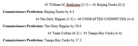 FantasyFings's tweet photo. Commissioners Predictions! https://t.co/6fWDMgedne