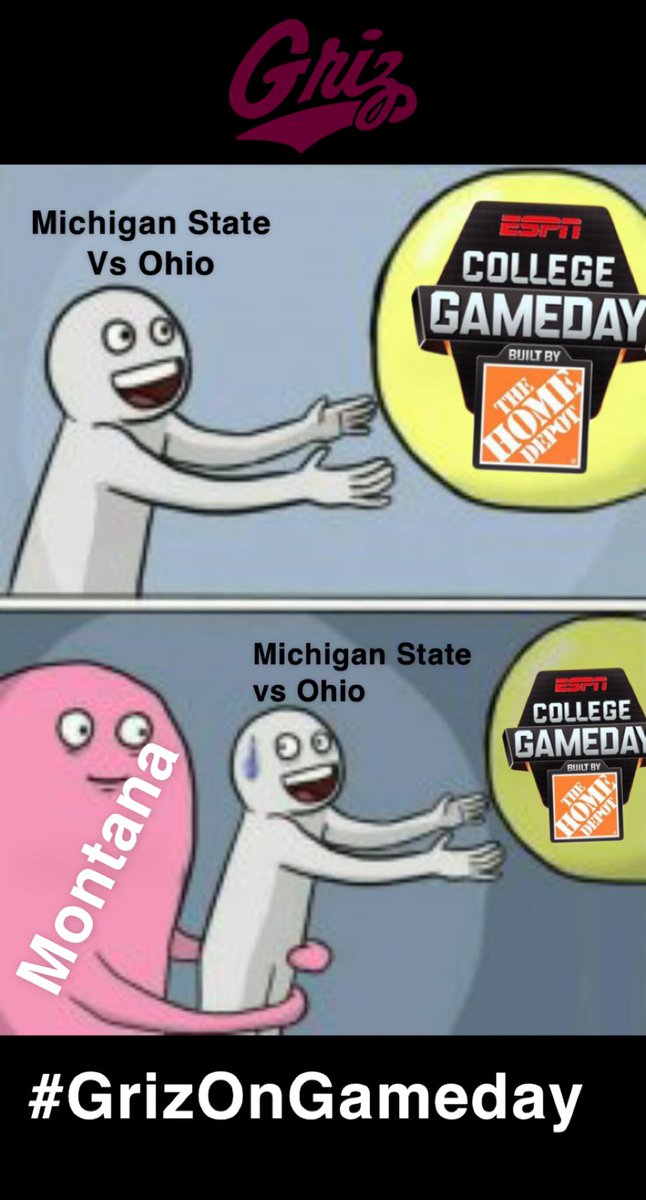 FrybergerBrady's tweet photo. You can’t trust any FBS school one week they are on top, next lose to an unranked opponent. Come support some FCS power schools. Plus, the most beautiful campus on the planet will be a great back drop! Day 5. @CollegeGameDay #GrizOnGameDay https://t.co/cOyqJ1p5xQ
