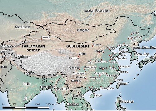 Byron Wan on X: "@CovertShores @capellaspace @Maxar @samlagrone Taklamakan  Desert is actually located in Northwest China (in Xinjiang), not Central  China as described in the article." / X