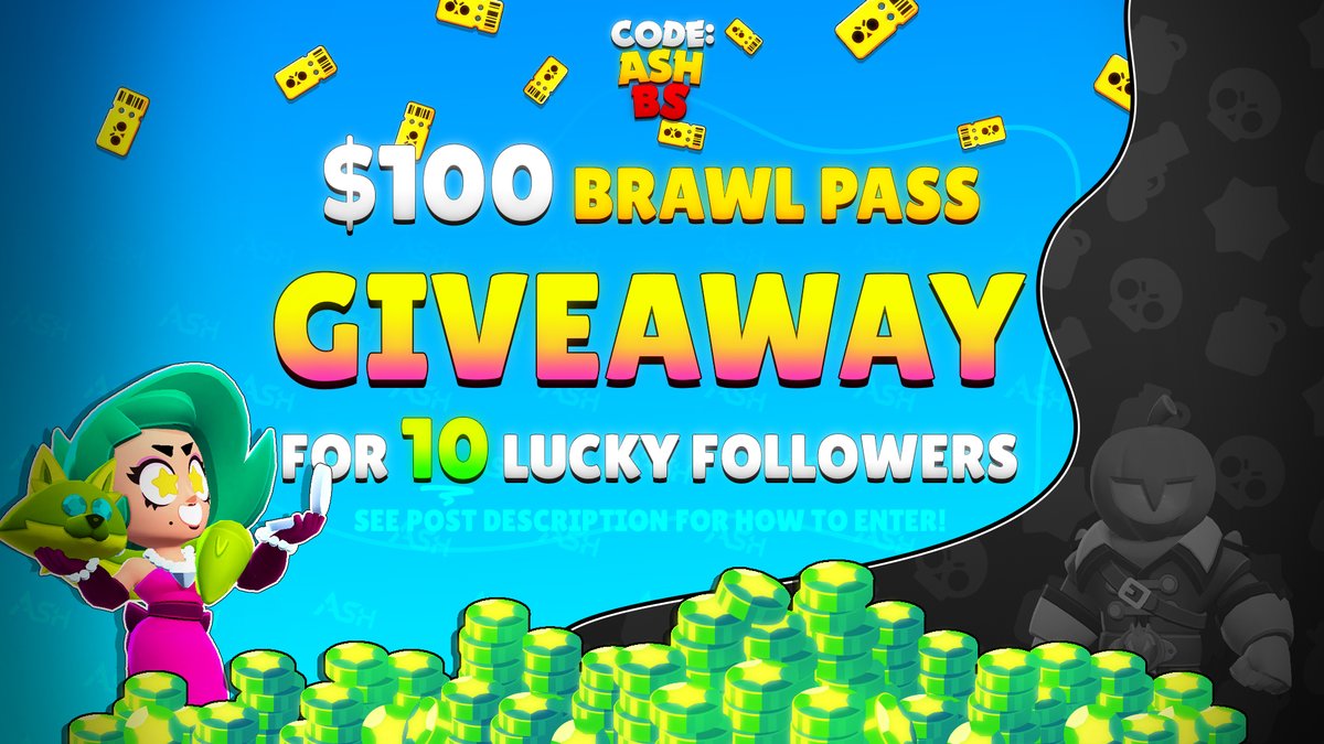 AshClashYT's tweet image. ❤️ Brawl Pass Season 9 GIVEAWAY! ❤️
TEN $10 Gift Codes (Paypal/Apple/Google Play)

To Enter:

- Follow @AshClashYT
- Like &amp;amp; Retweet
- Tag 2 Friends
- Join my Discord: discord.com/invite/brawl

Winners announced in 3 days! Good Luck! 🍀
#brawlstars #brawlpass #giveaway