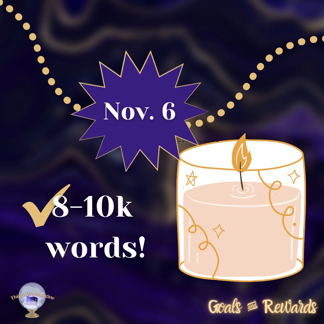 thingsweimagine's tweet photo. Week 1 of #NaNoWriMo is done! To celebrate reaching 8-10k words, we’ve got our wonderful-smelling candles to help us with this next week. 

Our goal this week is to write 1 section entirely in white font - a great way to not self-edit. What are you using to get through the week? https://t.co/ckhf8EBZAY