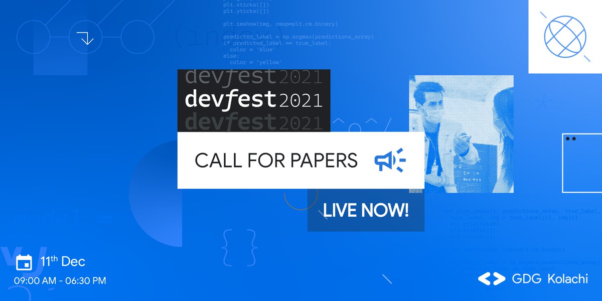 GDGKolachi's tweet photo. 📢 Call for papers LIVE now!

👉 What are you waiting for? Apply now!
https://t.co/jLjfXHQGfF https://t.co/iMyWIc6J9J