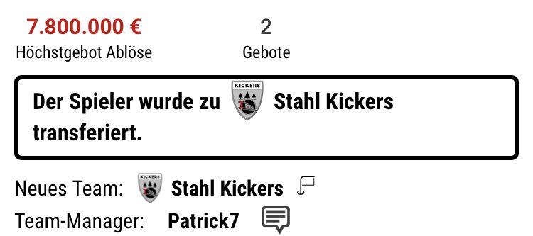 Unser erster großer Deal in der Vereinsgeschichte, unser 22 Jähriger Jugendspieler Pape Daffe (AV/IV) verlässt den Verein nach einer guten Einstiegssaison für 7,8 Mio. Er darf jetzt mit helfen, die Stahl Kickers wieder in die 3. Liga zu bringen. Viel Erfolg Pape 🇮🇩🇮🇩🇮🇩
