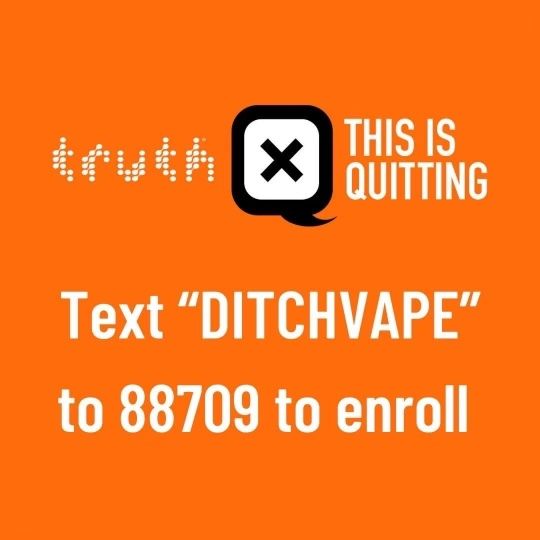 It's time to quit vaping! Text "DITCHVAPE" to 88709 for help quitting. https://t.co/6qet03Jn4H #ditchvape #quitvape