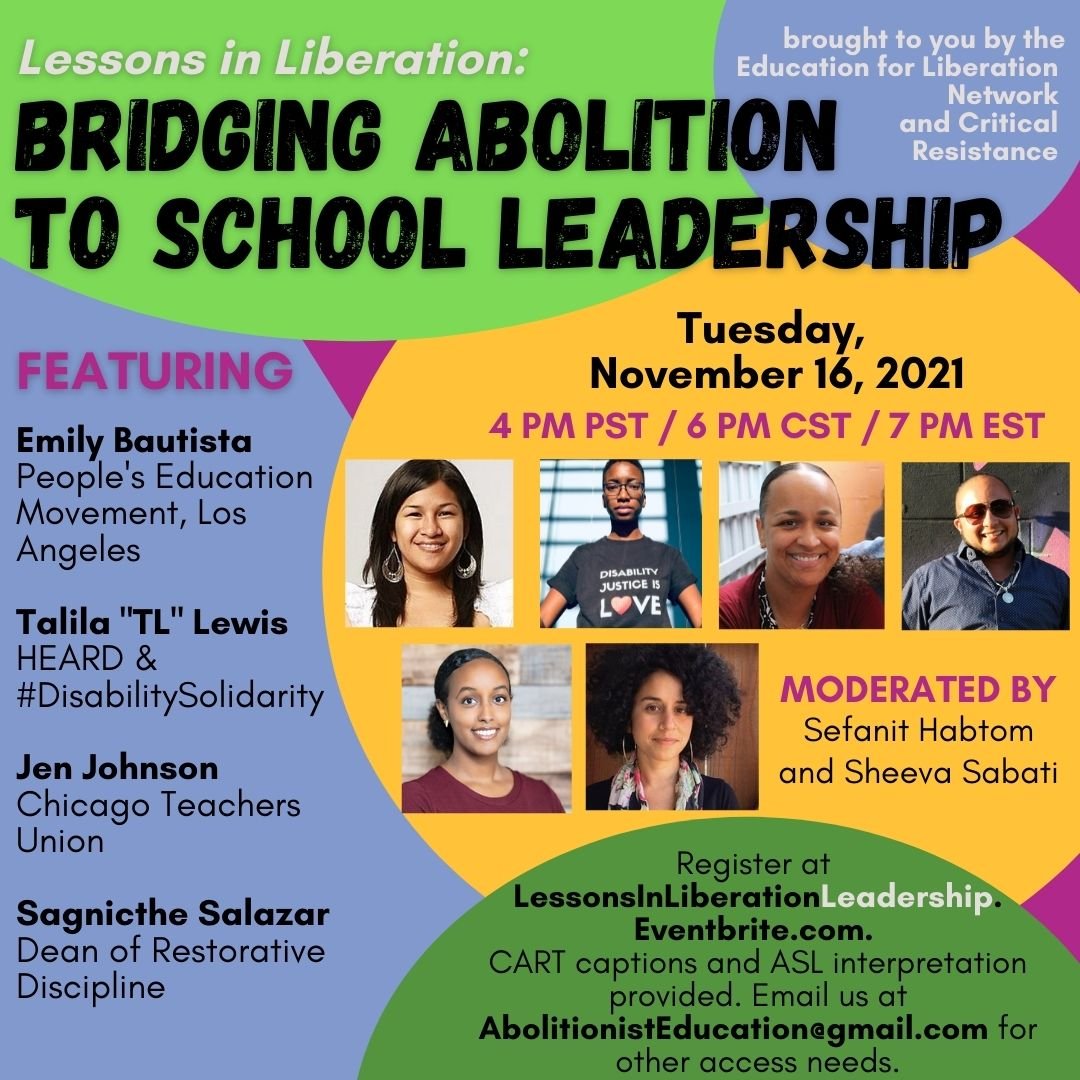EdLibPlanBook's tweet photo. In celebration of the release of Lessons in Liberation: An Abolitionist Toolkit for Educators (AK Press), we’re excited to announce our upcoming webinar, Lessons in Liberation: Bridging Abolition to School Leadership! Register at: https://t.co/ytZCshTIqx #LessonsInLiberation https://t.co/G5eC7Oiwpg