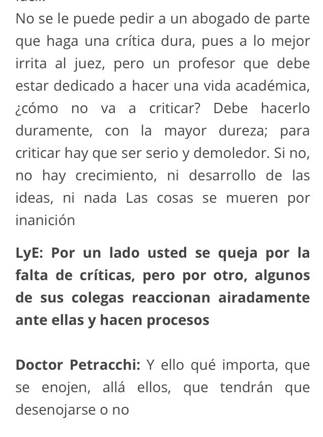 Petracchi sobre la crítica y el debate sobre la jurisprudencia. Entrevista publicada en Lecciones y Ensayos <a href="/RevistaLyE/">Lecciones y Ensayos</a> hace algunos años. derecho.uba.ar/publicaciones/…