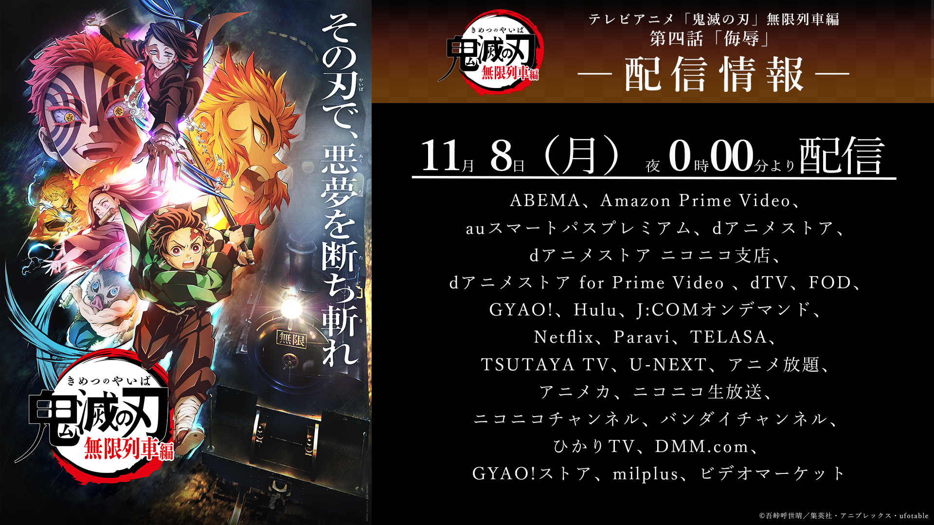Uzivatel 鬼滅の刃公式 Na Twitteru テレビアニメ 鬼滅の刃 無限列車編 各サイトにて第四話を配信開始いたしました T Co Nuiwyzjx54 鬼滅の刃 T Co Xmppp4qiua Twitter