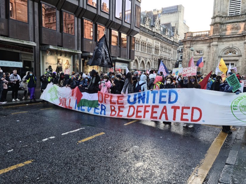 anna_lyndsay_'s tweet photo. Over 100,000 people marched for climate justice through Glasgow. We say enough is enough. No more green washing. Let’s have a proper just transition. Let’s give the most affected people and areas the reparations they need. Let’s work equitably. Let’s prioritise people not profit! https://t.co/wAX8S1AUY6