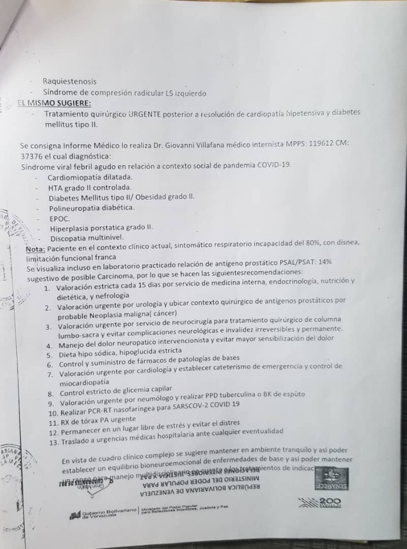 RangelMariuth's tweet photo. No lo estamos inventando este es el segundo informe de medicina forense la vida de @JosePinto_MRT corre peligro @TarekWiliamSaab @NicolasMaduro @dcabellor @PedroCarreno_e exigimos se cumpla la CRBV #LibertadParaPintoYa https://t.co/8sU62Ff5L3