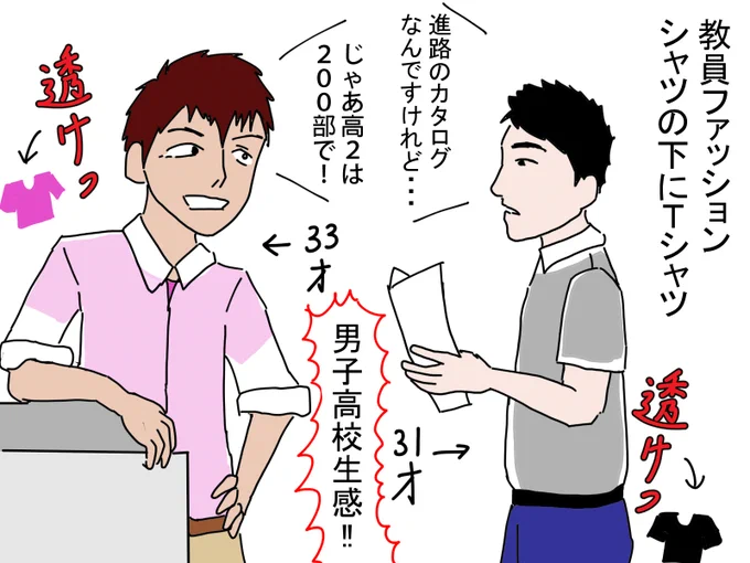 @Yamatada10 コメントありがとうございます。
「シャツの下にTシャツ」も教員ファッションあるあるですよね(笑)さらにネクタイを締めているとは!より不自然ですね😅 