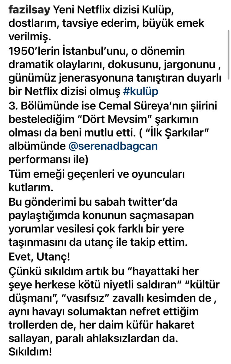 fazilsaymusic's tweet photo. Yeni Netflix dizisi #kulüp üzerine.
Ve köhne sistem üzerine. Patlamak… https://t.co/NnMpFLoV7o