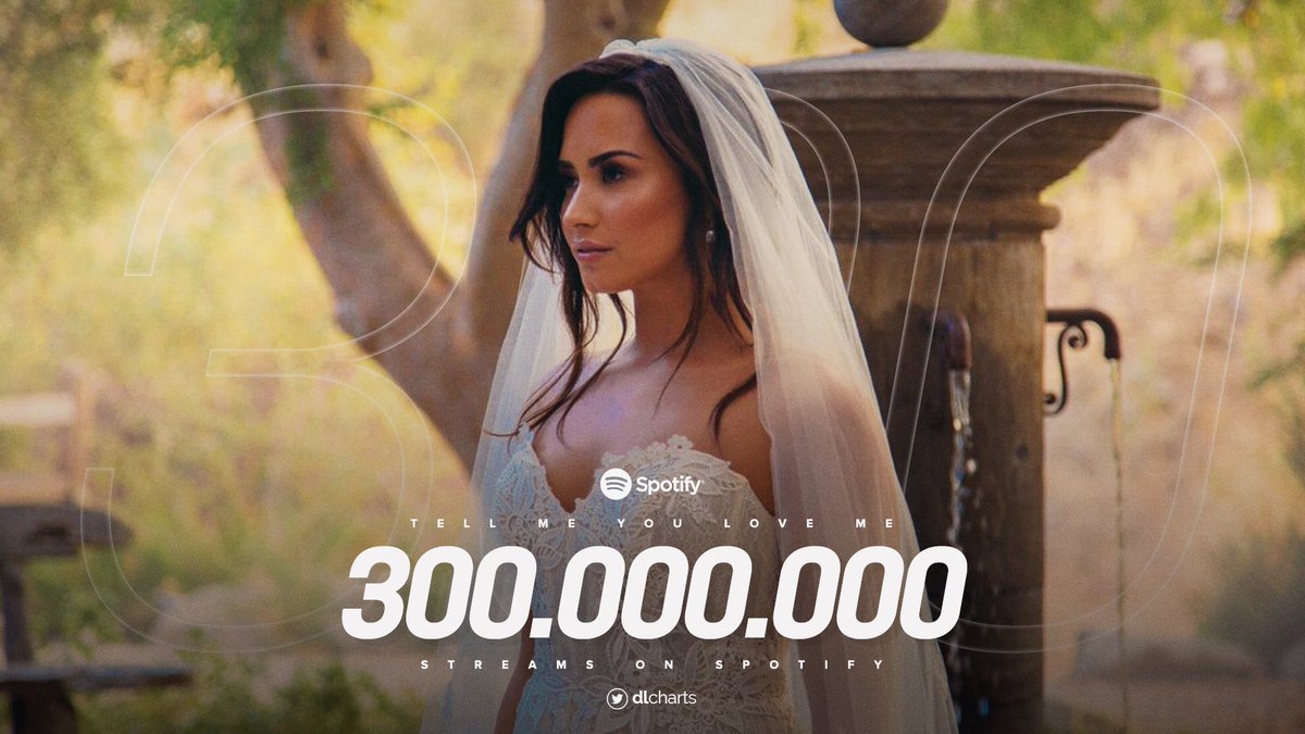 dlcharts's tweet photo. “Tell Me You Love Me” has surpassed 300 million streams on Spotify. It’s Demi Lovato’s 9th song to reach this milestone. https://t.co/rZRzLb4mIF