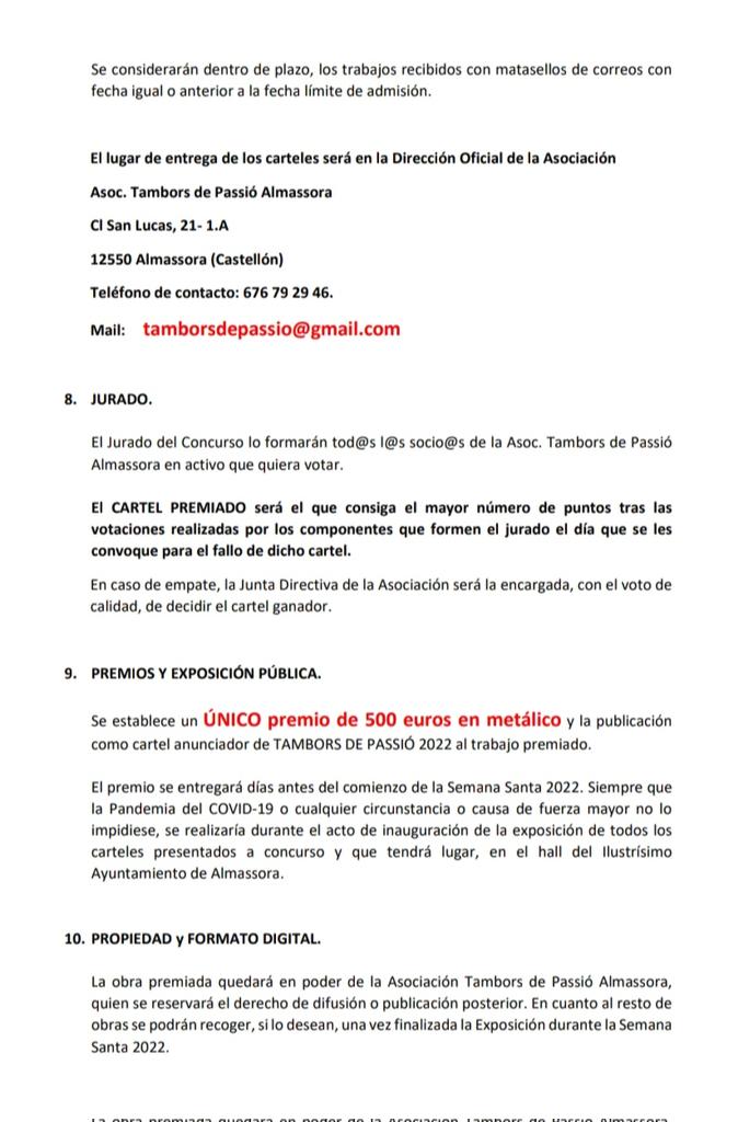 TamborsdePassio's tweet photo. La Asociación Tambors de Passió Almassora convoca el III CONCURSO DE CARTELES TAMBORS DE PASSIÓ ALMASSORA para la Semana Santa 2022.
Fecha límite entrega de trabajos: Domingo 20 de Febrero de 2022.🔚
Premio: 500 €uros. 💰
Para información más detallada: tamborsdepassio@gmail.com https://t.co/BjqwmDqY2n