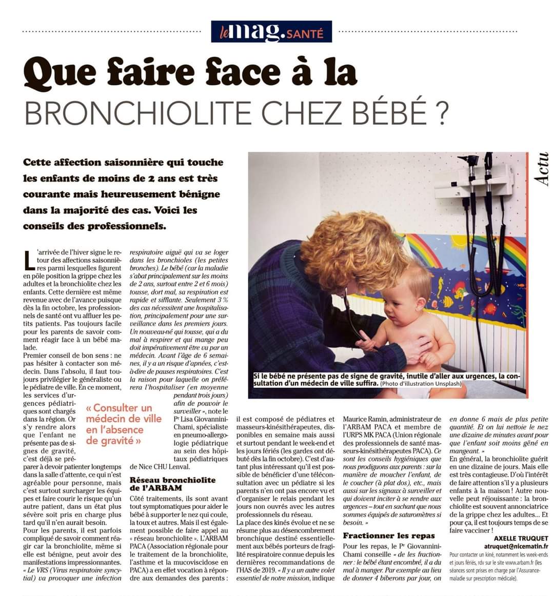 En cas de #bronchiolite les kinésithérapeutes de PACA sont présents pour prendre en charge les enfants via le réseau #ArbamPacaCorse