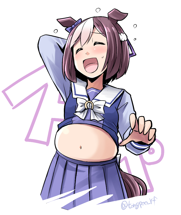 スペシャルウィーク(ウマ娘) 「今日は『いいおなかの日』だとTLに流れてたので、じゃあスペちゃん描いとくか…と☺」|とんぷう🐴のイラスト