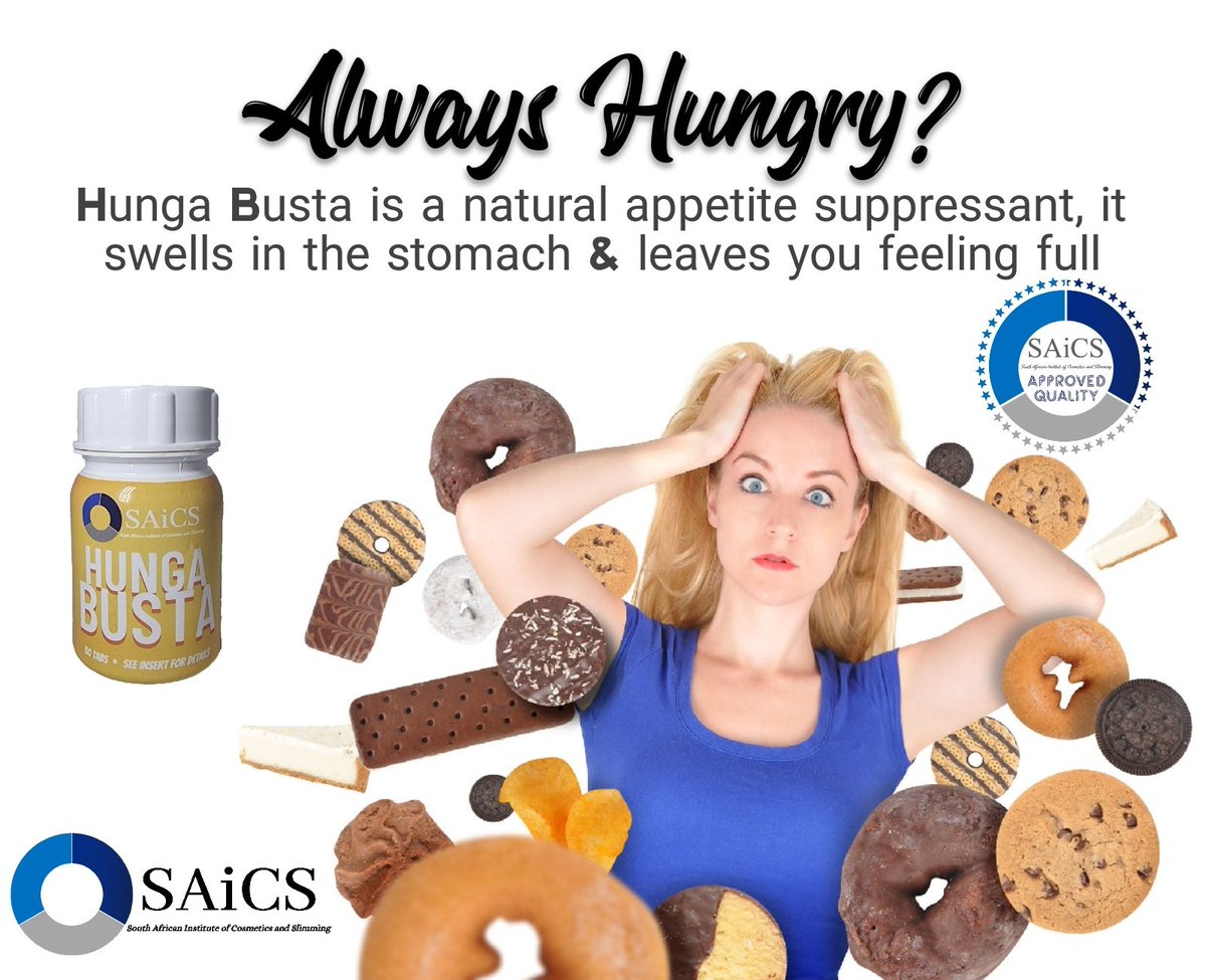 SaicsOfficial's tweet photo. #alwayshungry 
Hunga Busta is a #natural #appetitesuppressant that swells in the stomach and leaves you feeling full.
#Saics #slimming https://t.co/sQoBuvYHkz