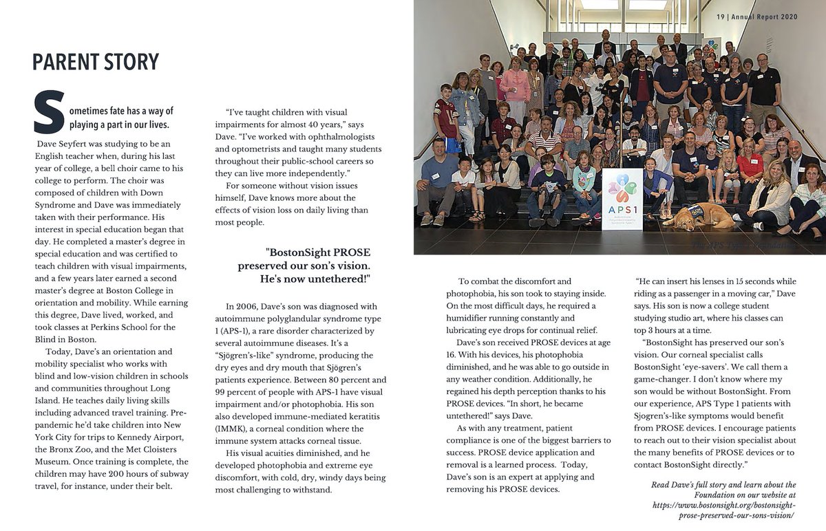 We would like to recognize <a href="/BostonSight/">BostonSight</a> for their ongoing commitment to research &amp; achieving optimal patient outcomes that has saved the sight of thousands of people around the world. Their 2020 Annual report features our very own Dave Seyfert! Read here: ow.ly/UsKl50GHNAG"